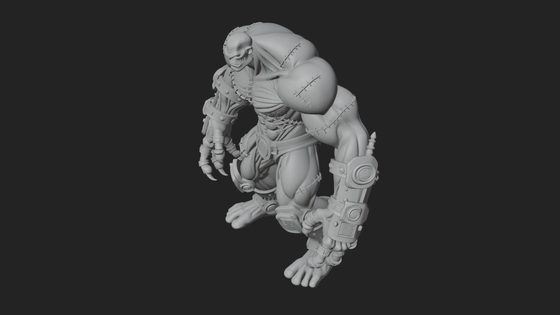 Stitched Flesh Golem Statue Design 3 3D Print Model 3D Model