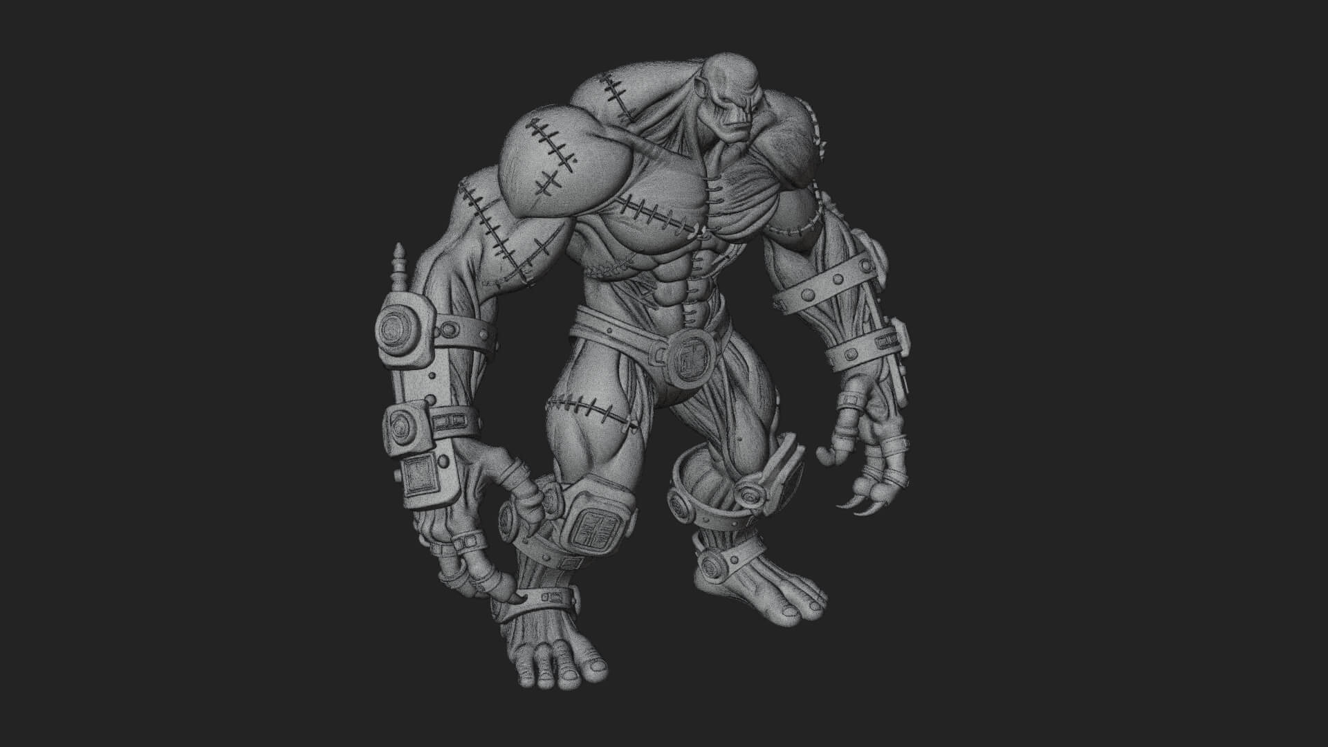 Stitched Flesh Golem Statue Design 3 3D Print Model 3D Model
