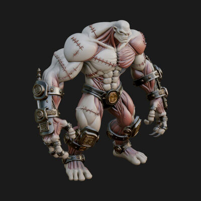 Stitched Flesh Golem Statue Design 3 3D Print Model