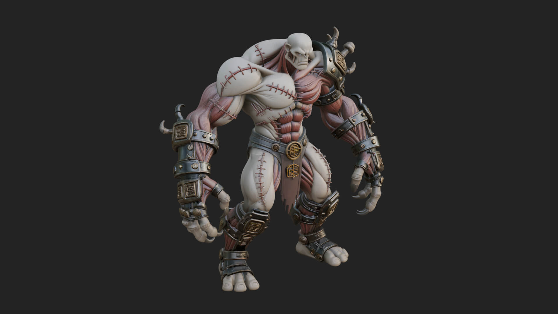 Stitched Flesh Golem Statue Design 4 3D Print Model 3D Model