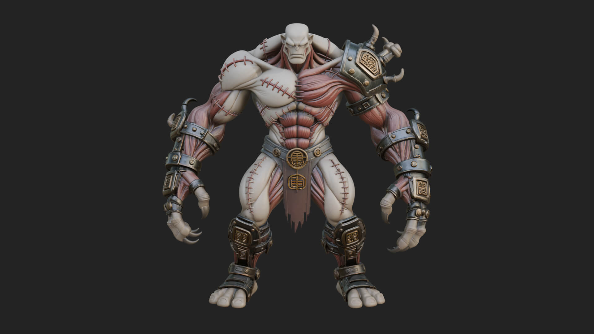 Stitched Flesh Golem Statue Design 4 3D Print Model 3D Model