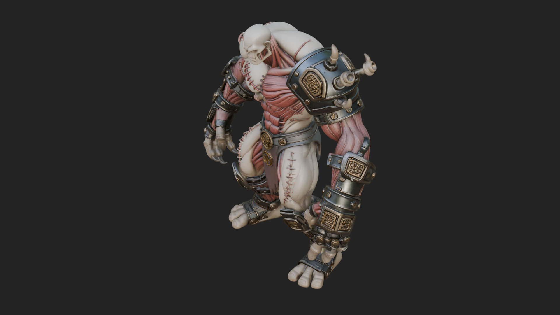 Stitched Flesh Golem Statue Design 4 3D Print Model 3D Model