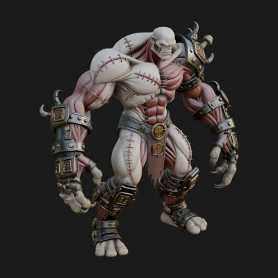 Stitched Flesh Golem Statue Design 4 3D Print Model