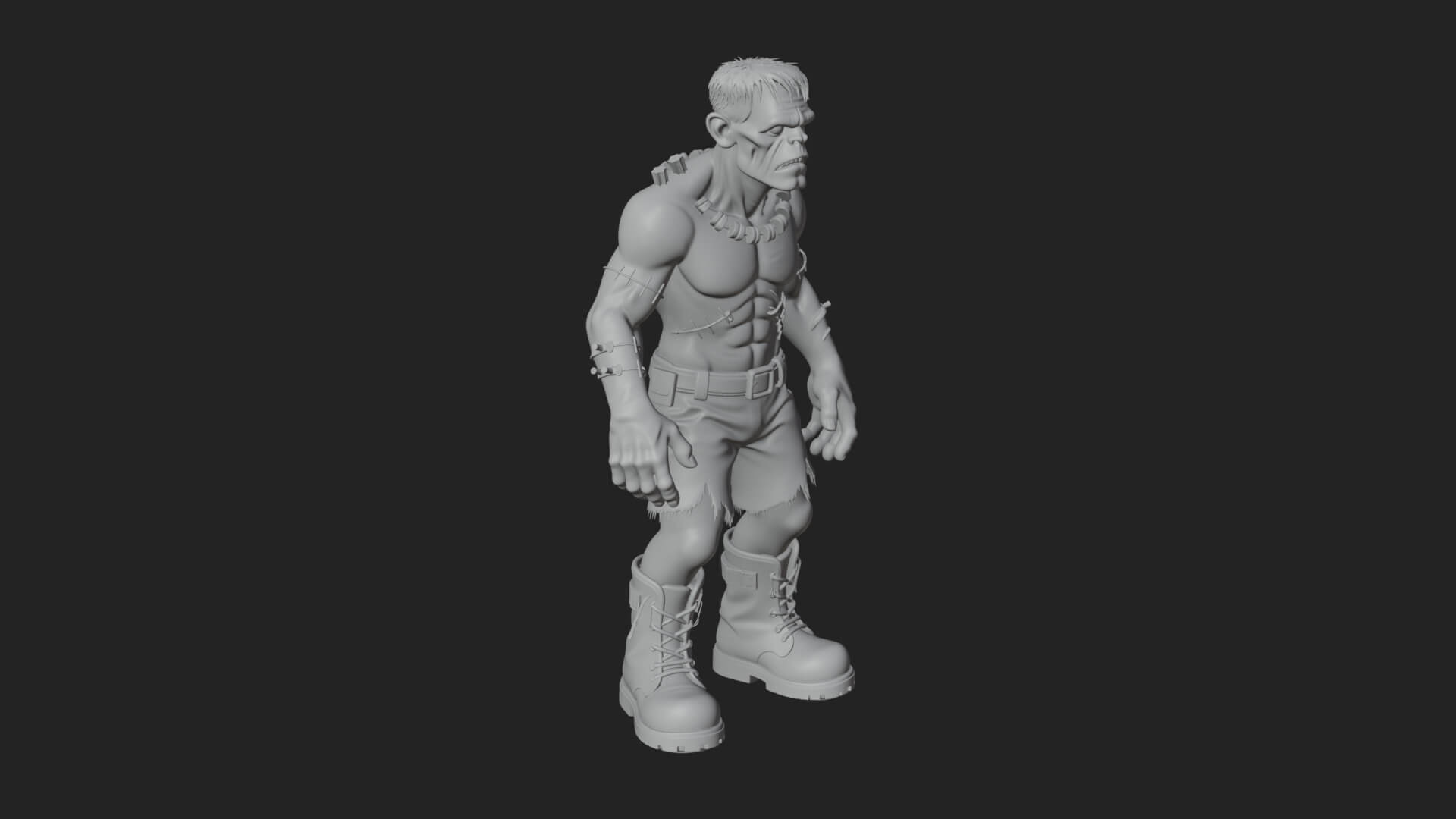 Stitched Flesh Golem Statue Design 5 3D Print Model 3D Model