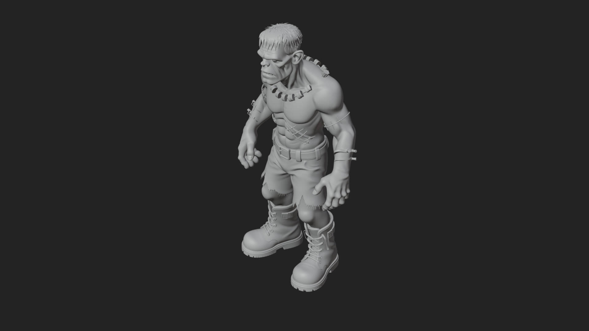 Stitched Flesh Golem Statue Design 5 3D Print Model 3D Model