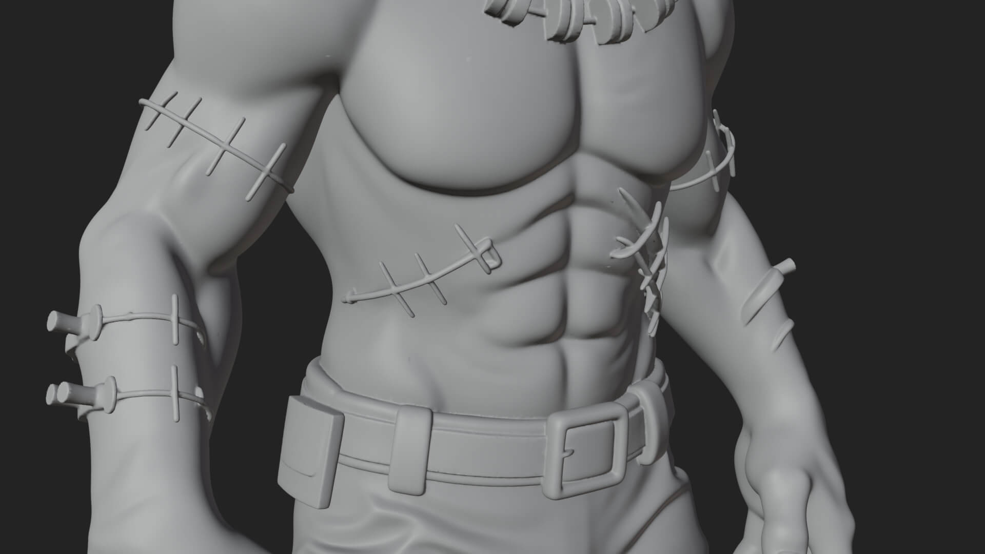 Stitched Flesh Golem Statue Design 5 3D Print Model 3D Model