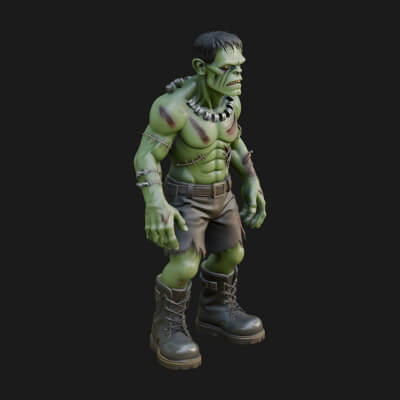 Stitched Flesh Golem Statue Design 5 3D Print Model