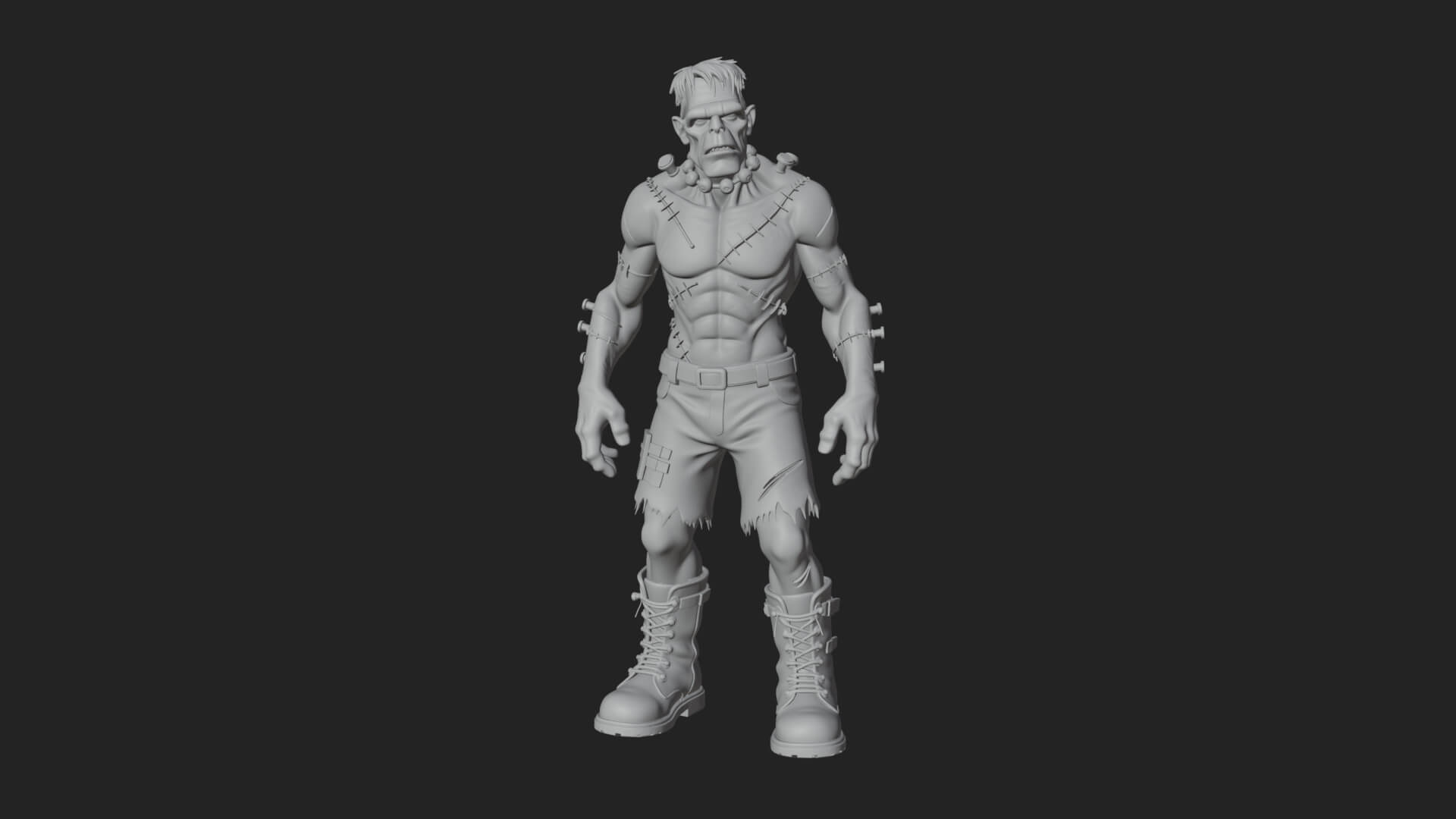 Stitched Flesh Golem Statue Design 6 3D Print Model 3D Model