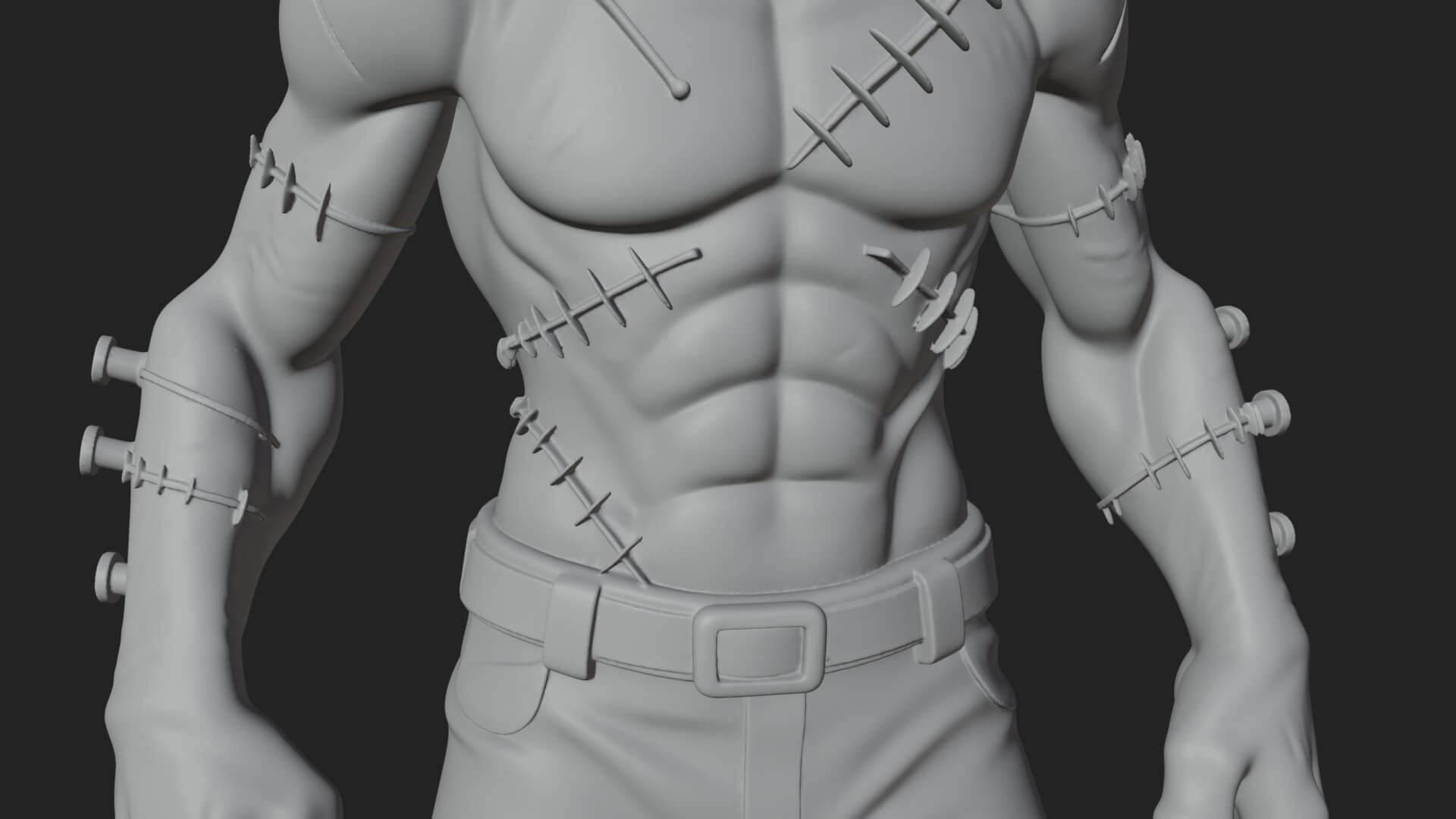 Stitched Flesh Golem Statue Design 6 3D Print Model 3D Model