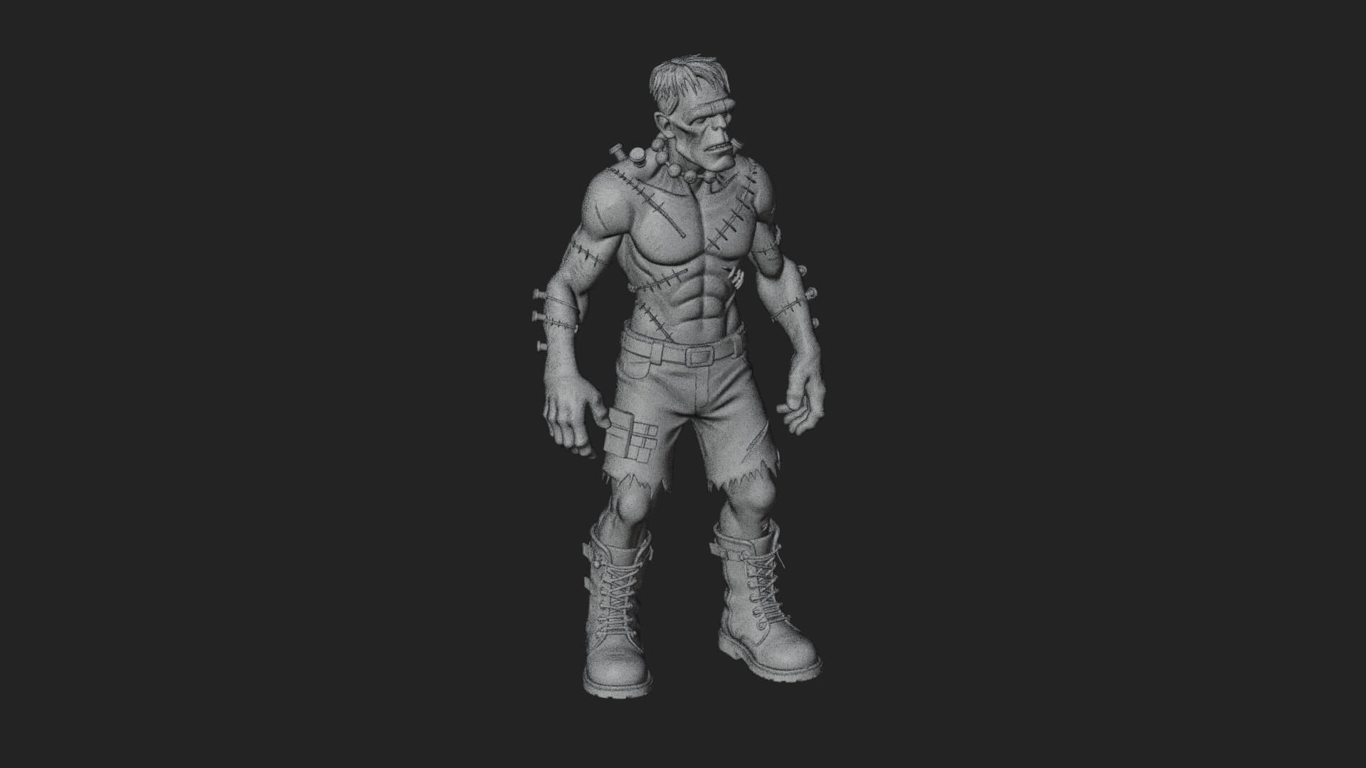 Stitched Flesh Golem Statue Design 6 3D Print Model 3D Model