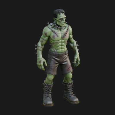 Stitched Flesh Golem Statue Design 6 3D Print Model