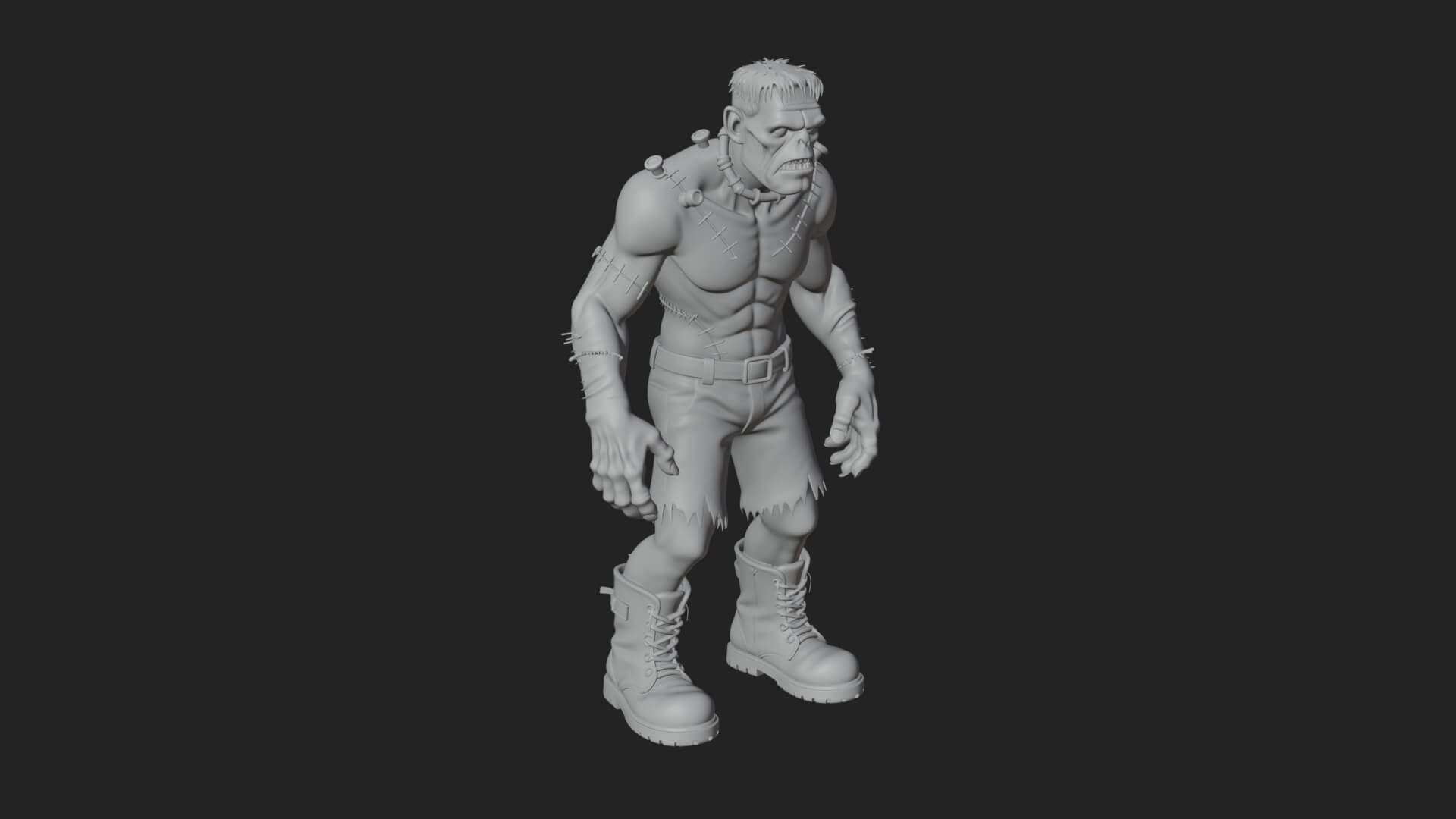 Stitched Flesh Golem Statue Design 7 3D Print Model 3D Model