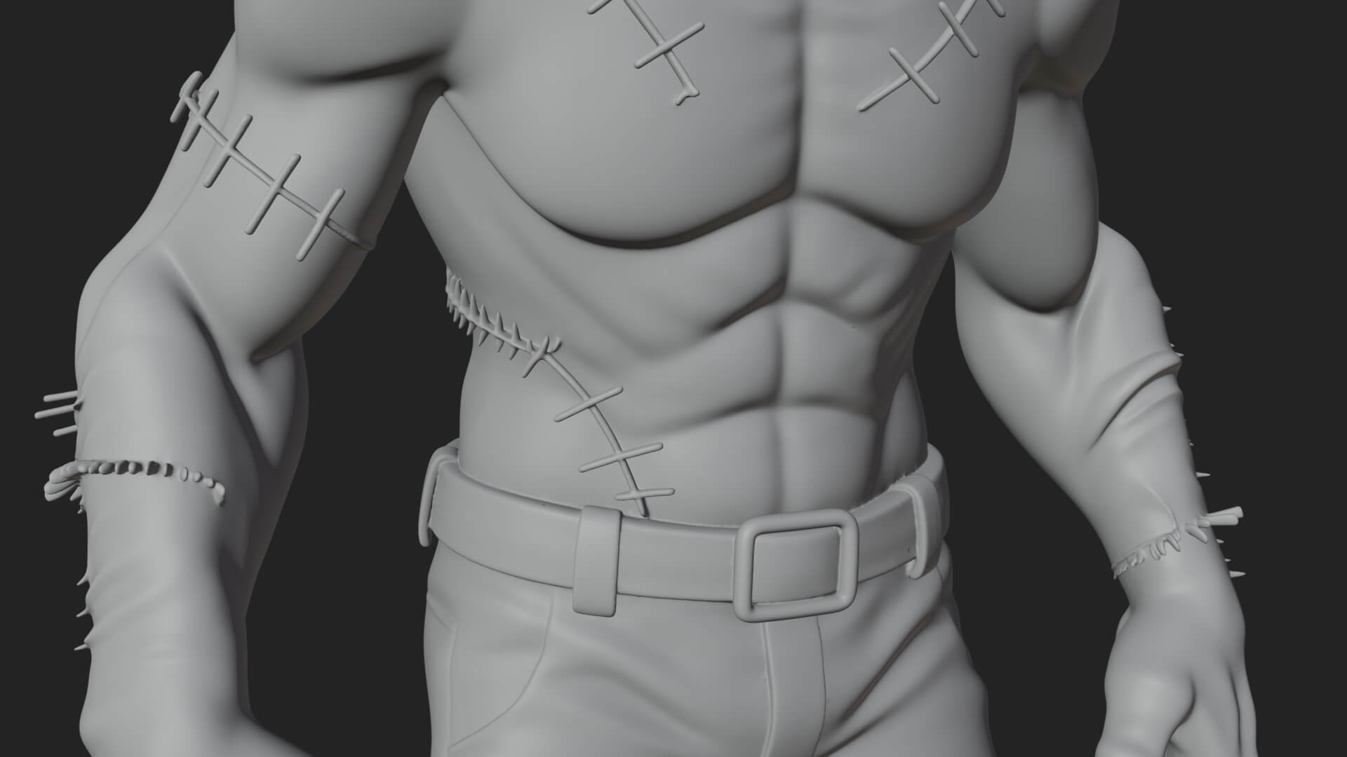 Stitched Flesh Golem Statue Design 7 3D Print Model 3D Model