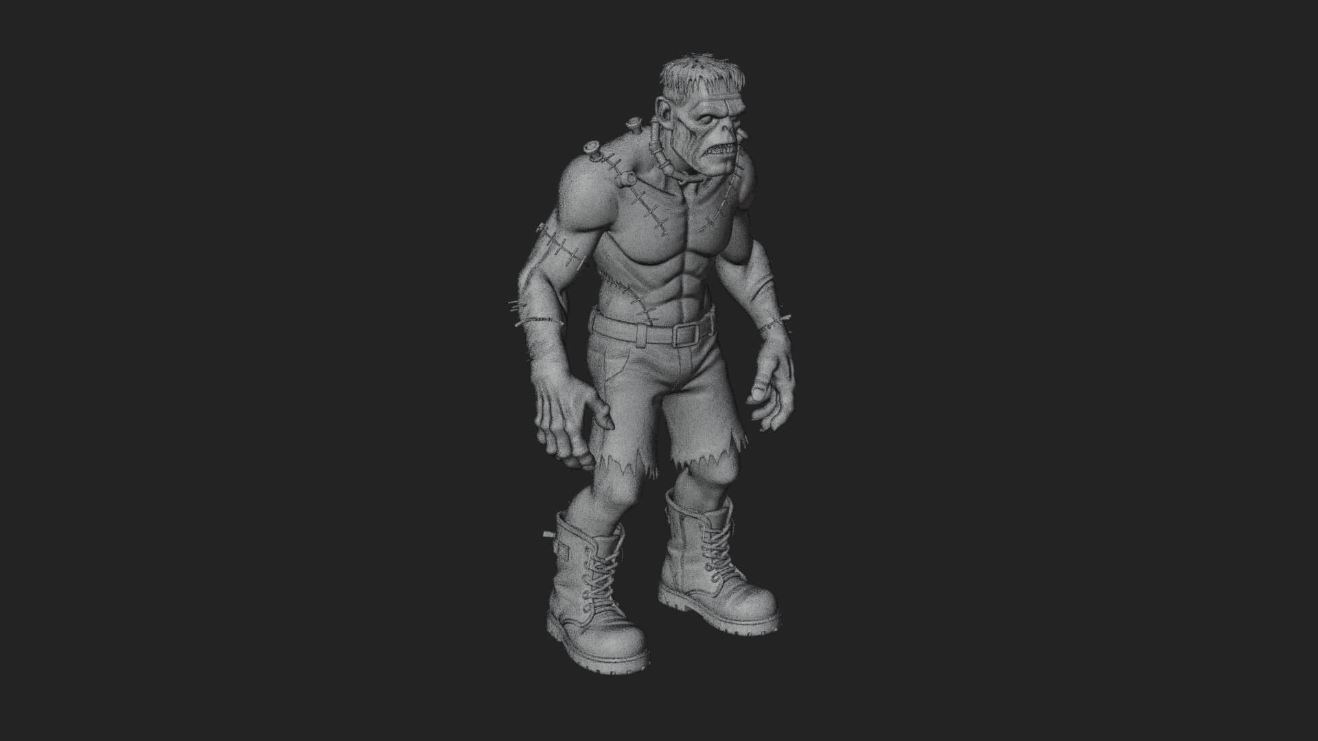 Stitched Flesh Golem Statue Design 7 3D Print Model 3D Model