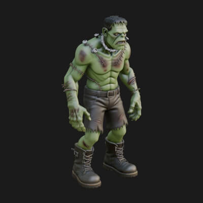 Stitched Flesh Golem Statue Design 7 3D Print Model