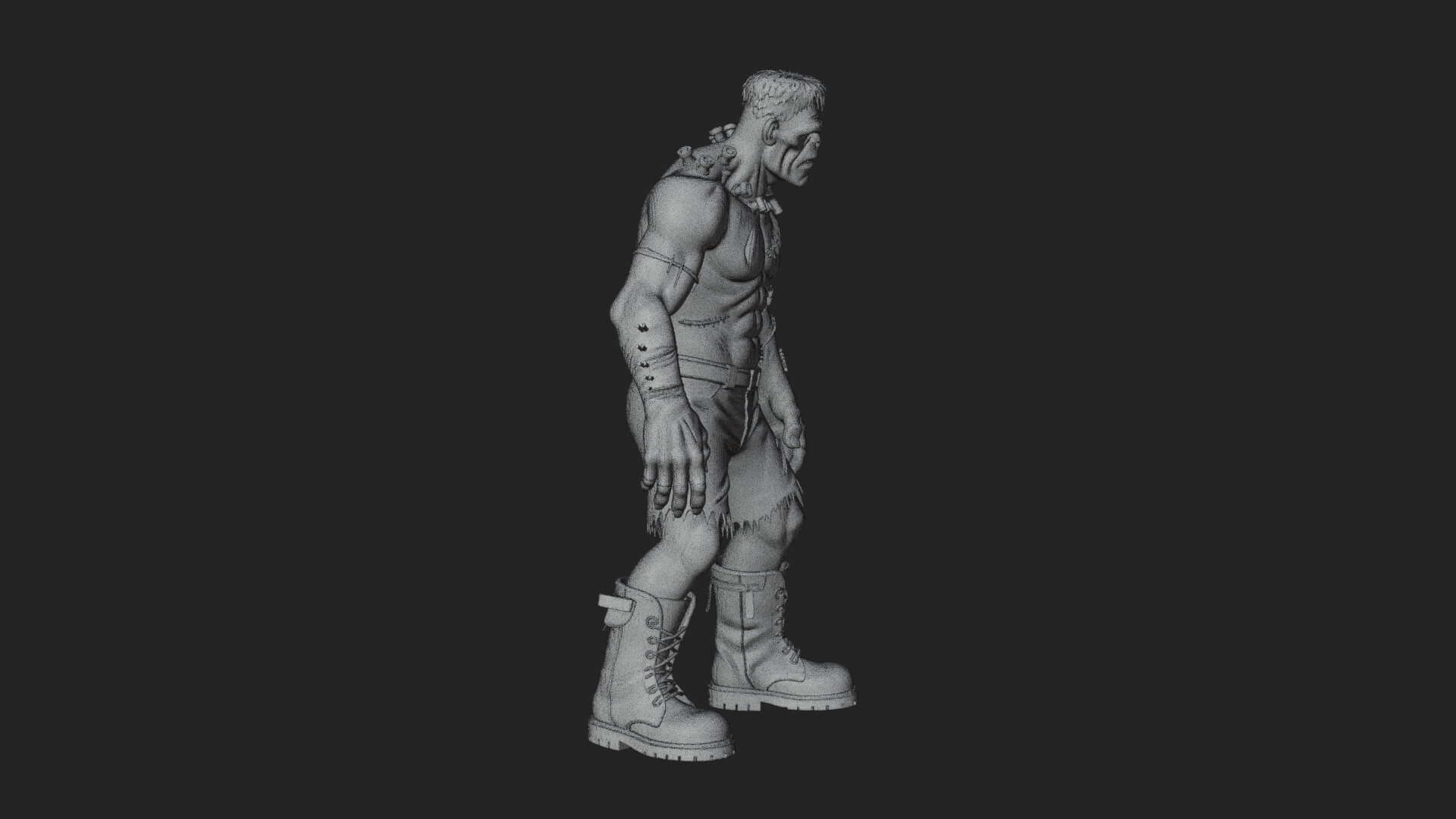 Stitched Flesh Golem Statue Design 8 3D Print Model 3D Model