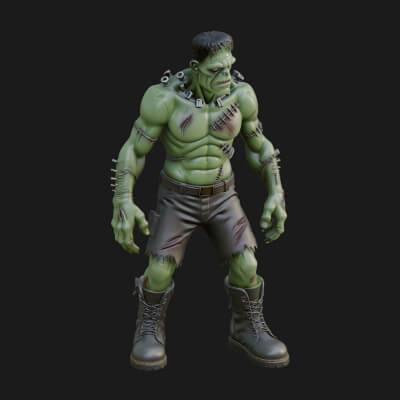 Stitched Flesh Golem Statue Design 8 3D Print Model