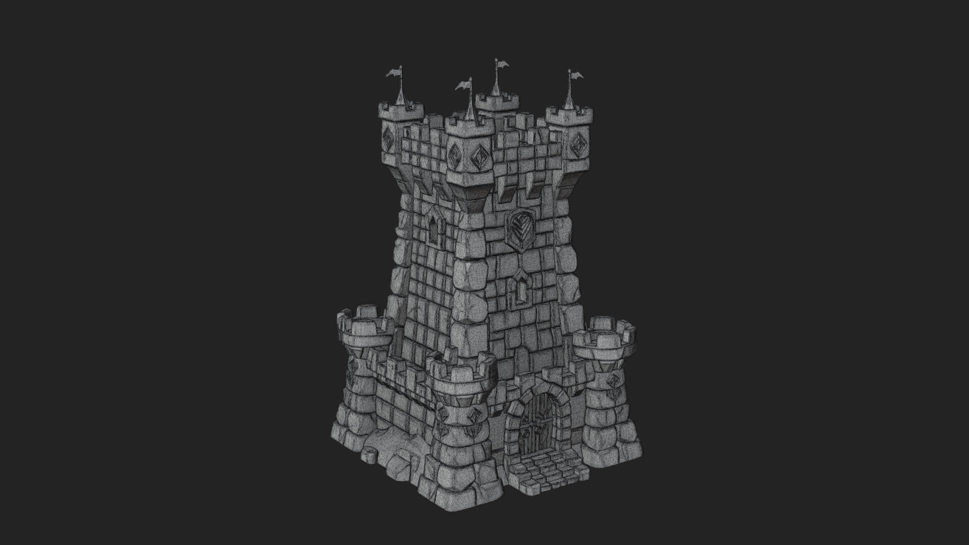 Stone Castle Tower Model Design 11 3D Print Model 3D Model