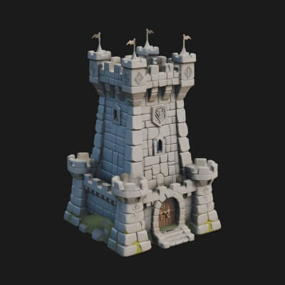 Stone Castle Tower Model Design 11 3D Print Model