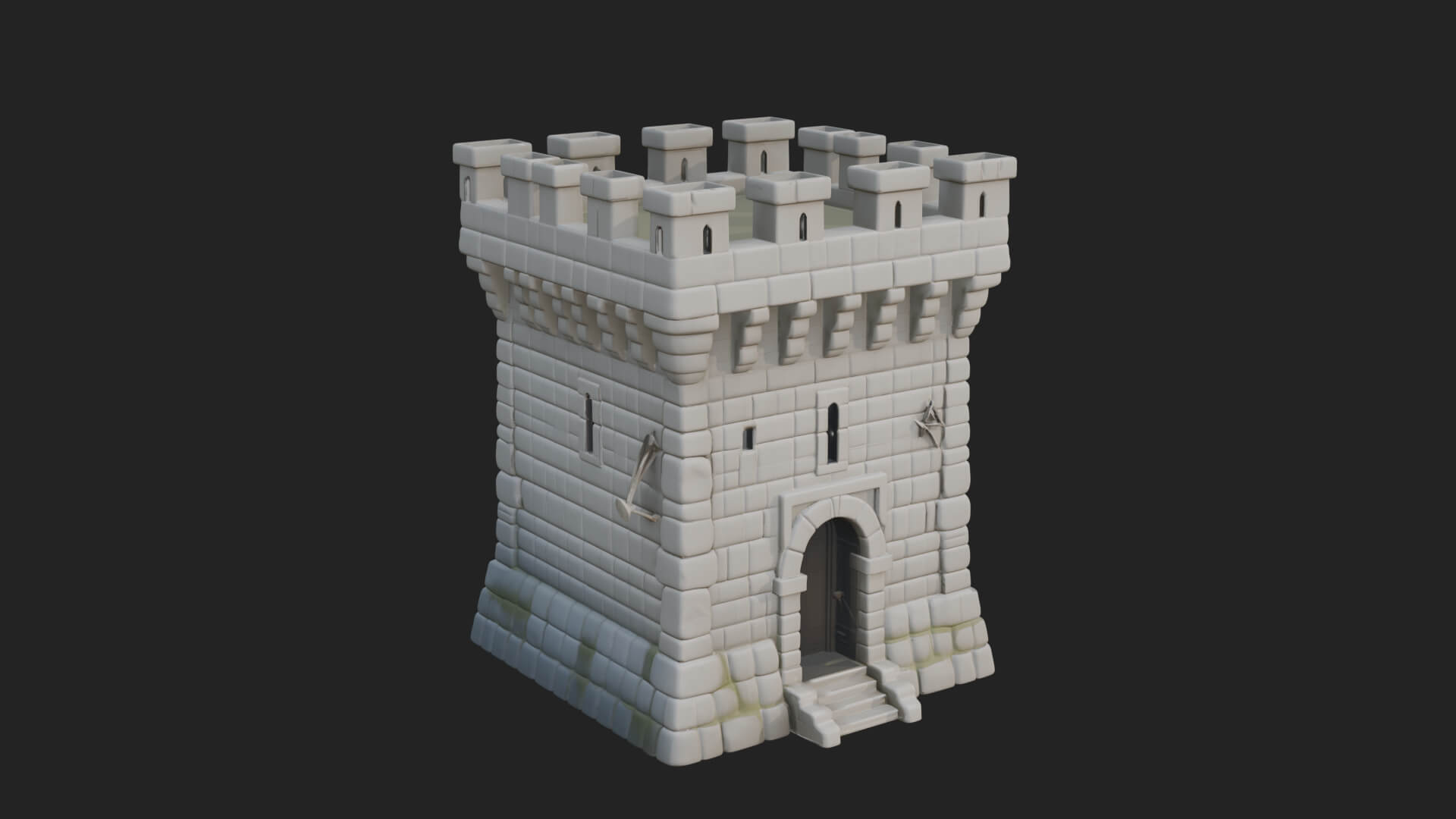 Stone Castle Tower Model Design 12 3D Print Model 3D Model