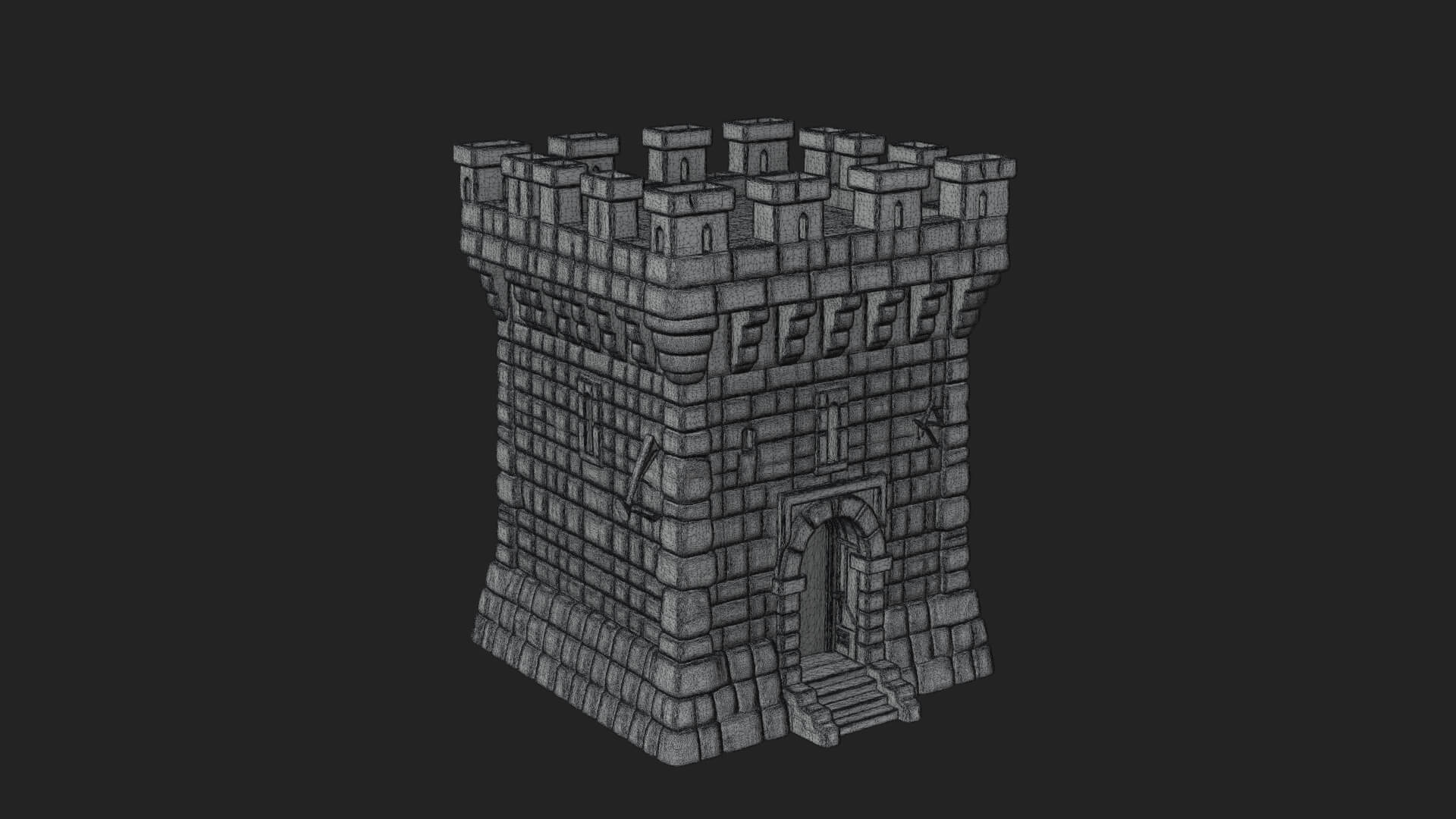 Stone Castle Tower Model Design 12 3D Print Model 3D Model