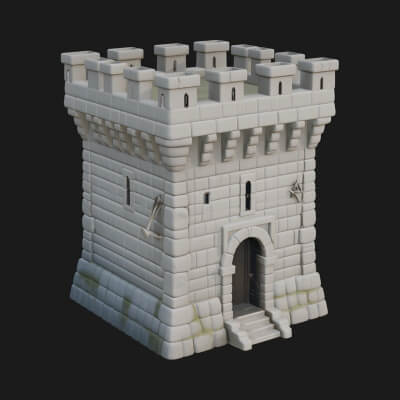 Stone Castle Tower Model Design 12 3D Print Model