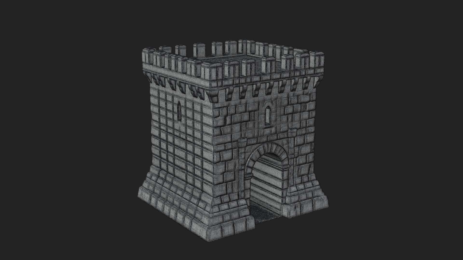 Stone Castle Tower Model Design 5 3D Print Model 3D Model