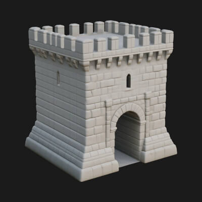 Stone Castle Tower Model Design 5 3D Print Model