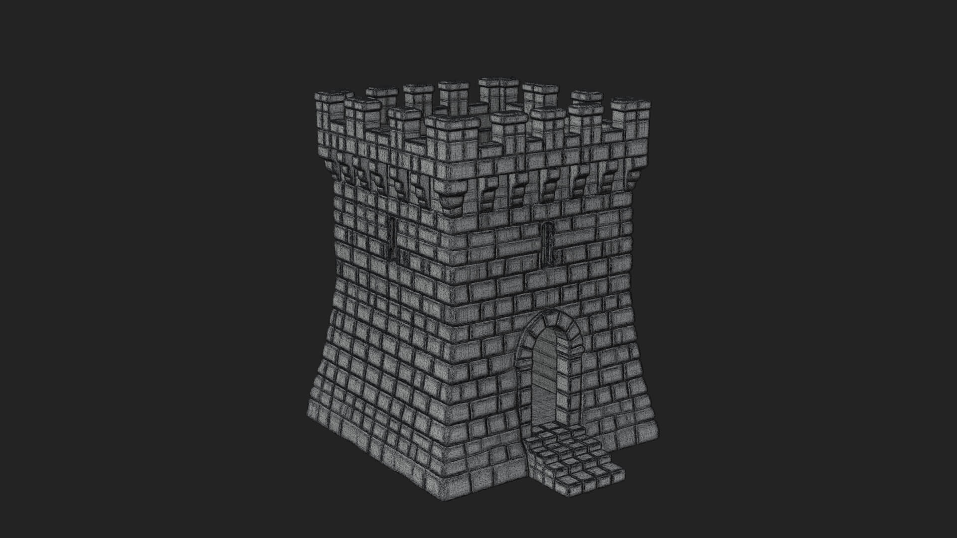 Stone Castle Tower Model Design 6 3D Print Model 3D Model