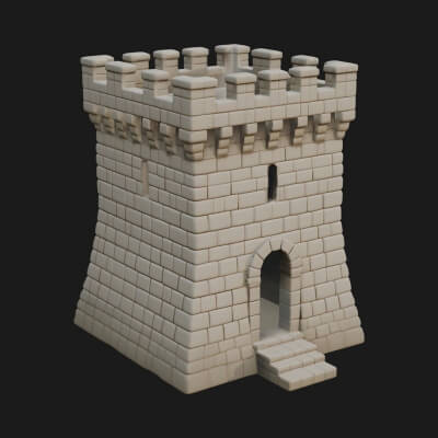 Stone Castle Tower Model Design 6 3D Print Model