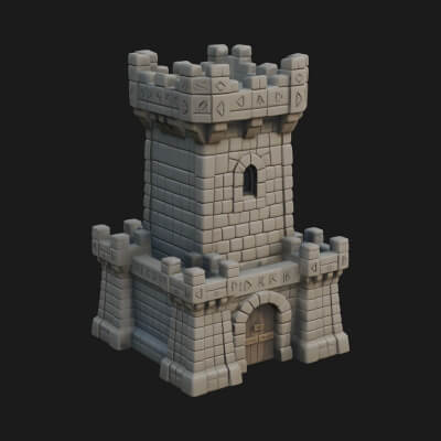 Stone Castle Tower Model Design 7 3D Print Model