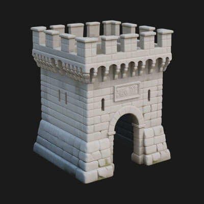 Stone Castle Tower Model Design 8 3D Print Model