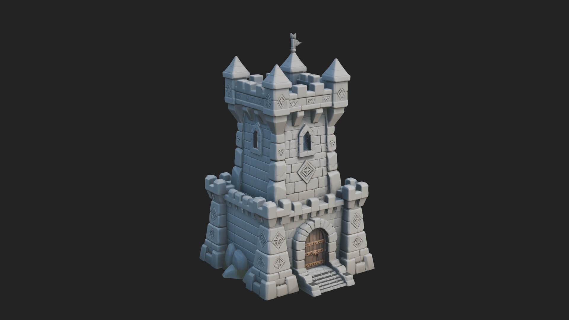 Stone Castle Tower Model Design 9 3D Print Model 3D Model