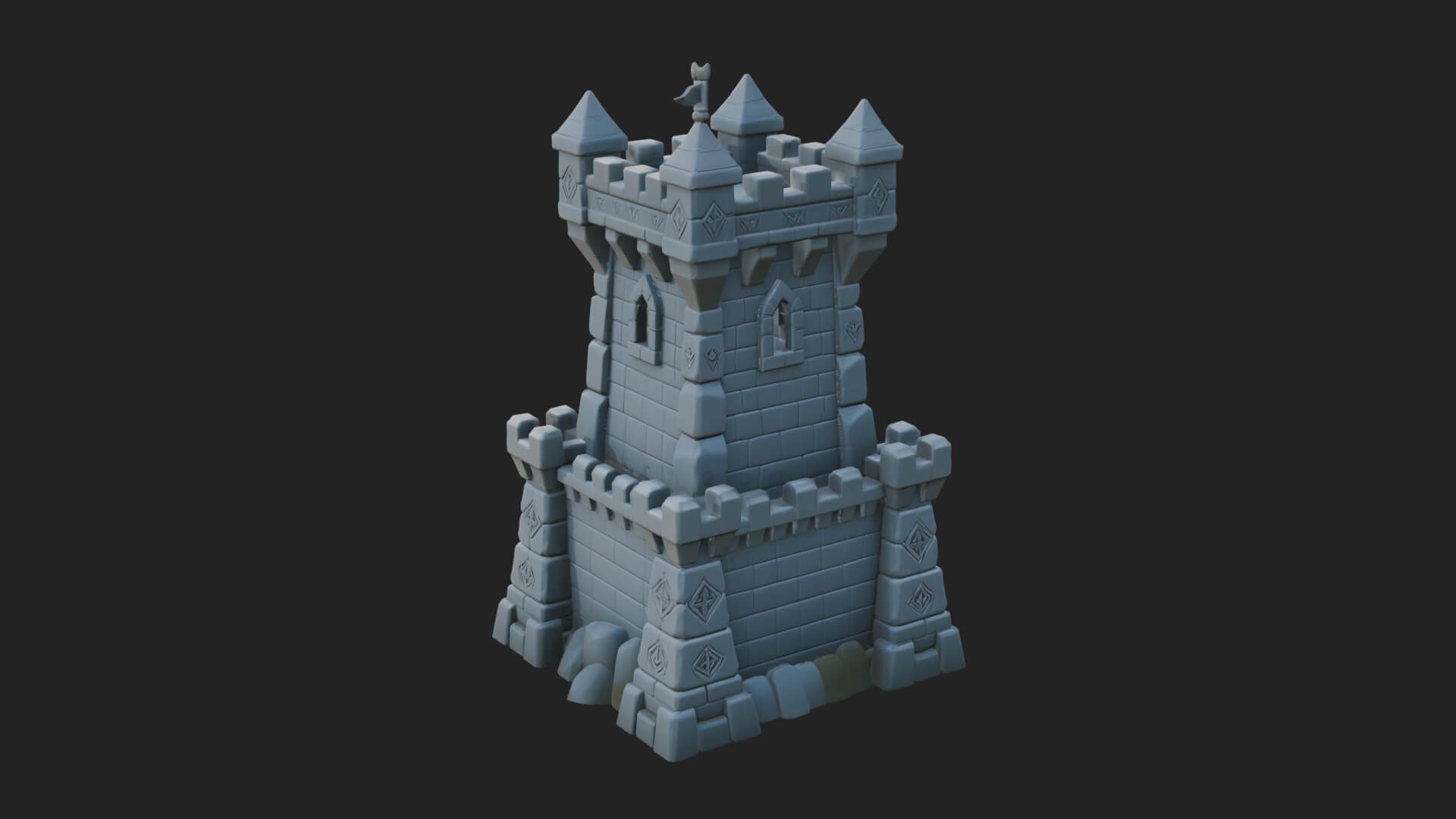 Stone Castle Tower Model Design 9 3D Print Model 3D Model
