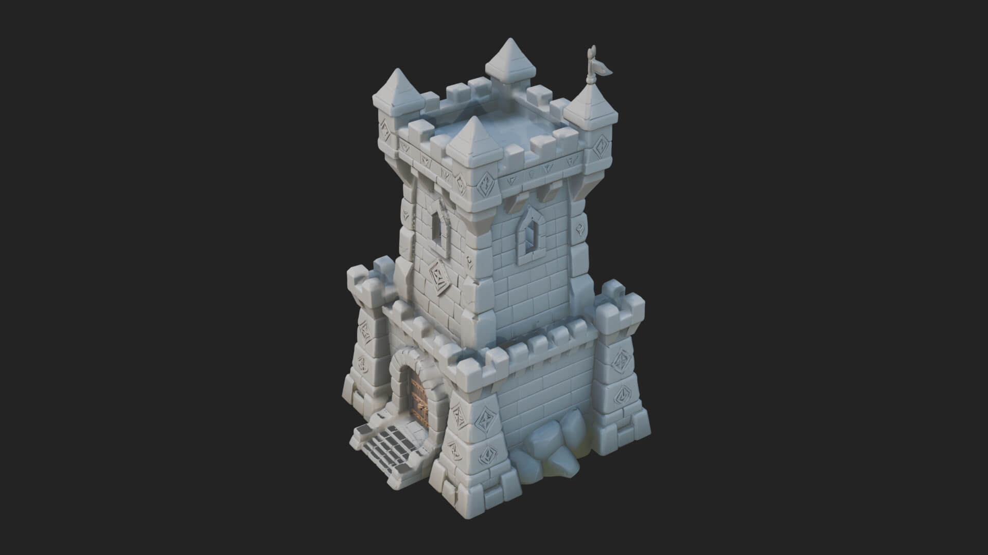 Stone Castle Tower Model Design 9 3D Print Model 3D Model