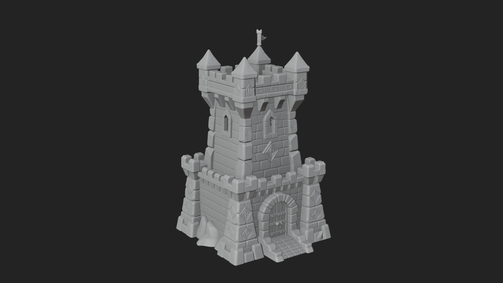 Stone Castle Tower Model Design 9 3D Print Model 3D Model