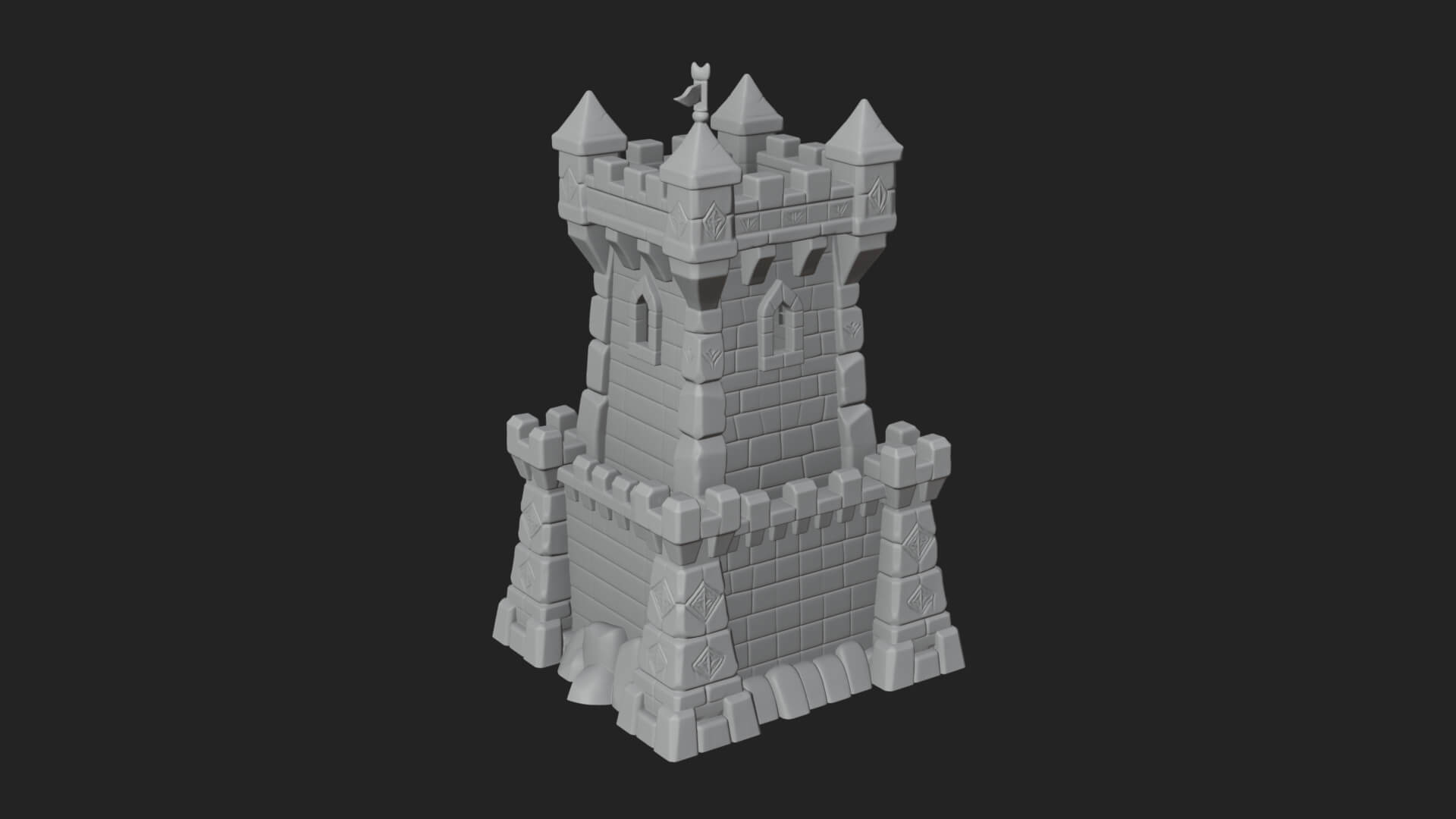 Stone Castle Tower Model Design 9 3D Print Model 3D Model
