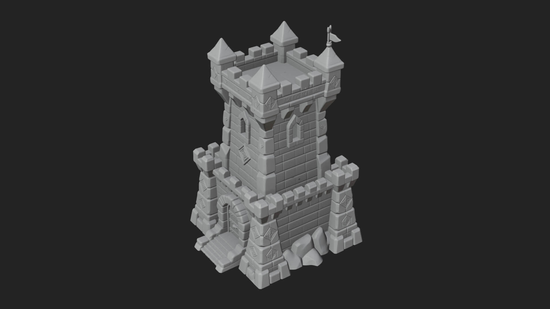 Stone Castle Tower Model Design 9 3D Print Model 3D Model