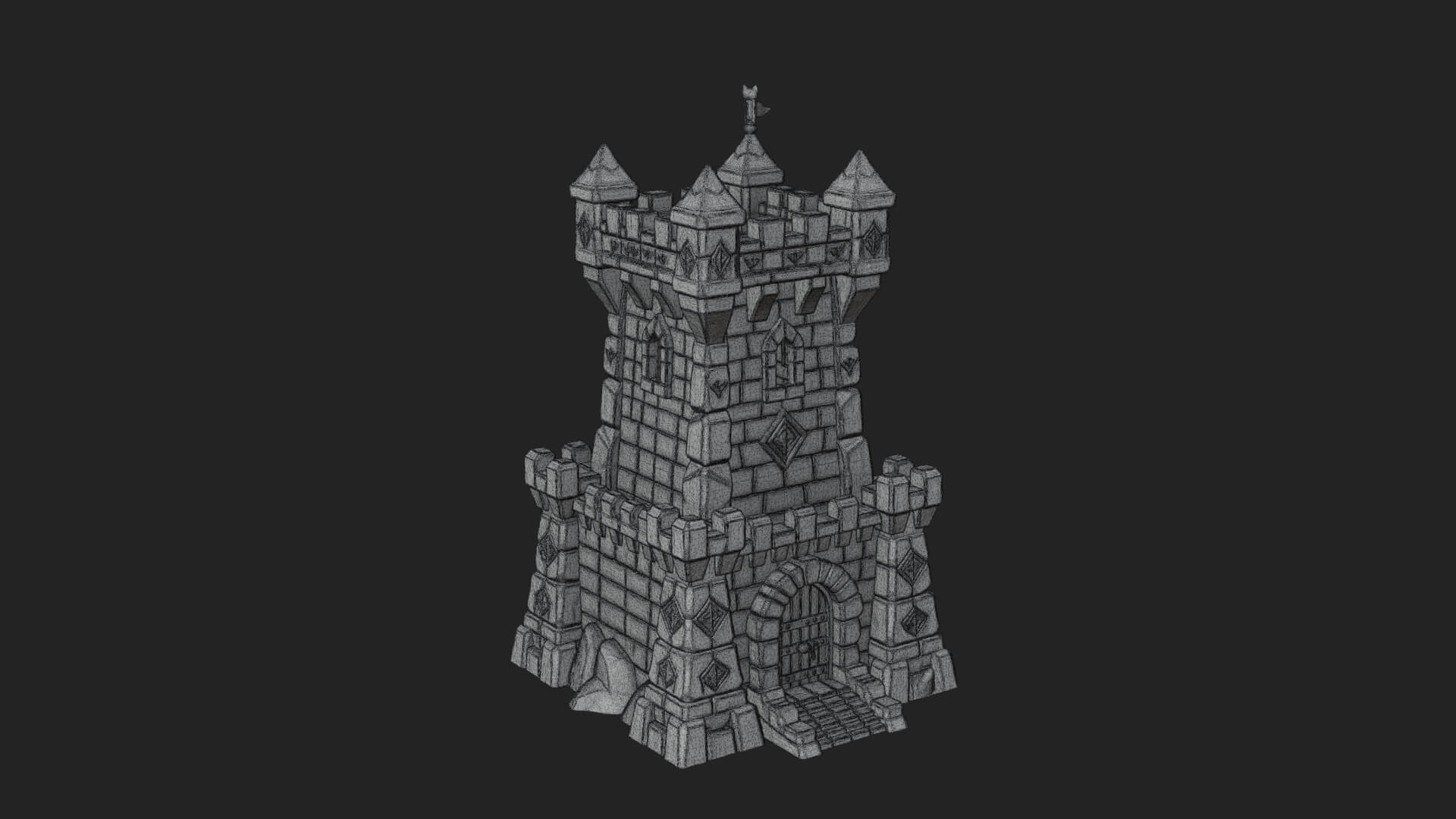 Stone Castle Tower Model Design 9 3D Print Model 3D Model