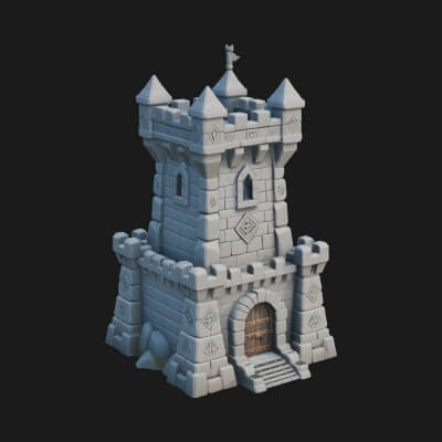 Stone Castle Tower Model Design 9 3D Print Model