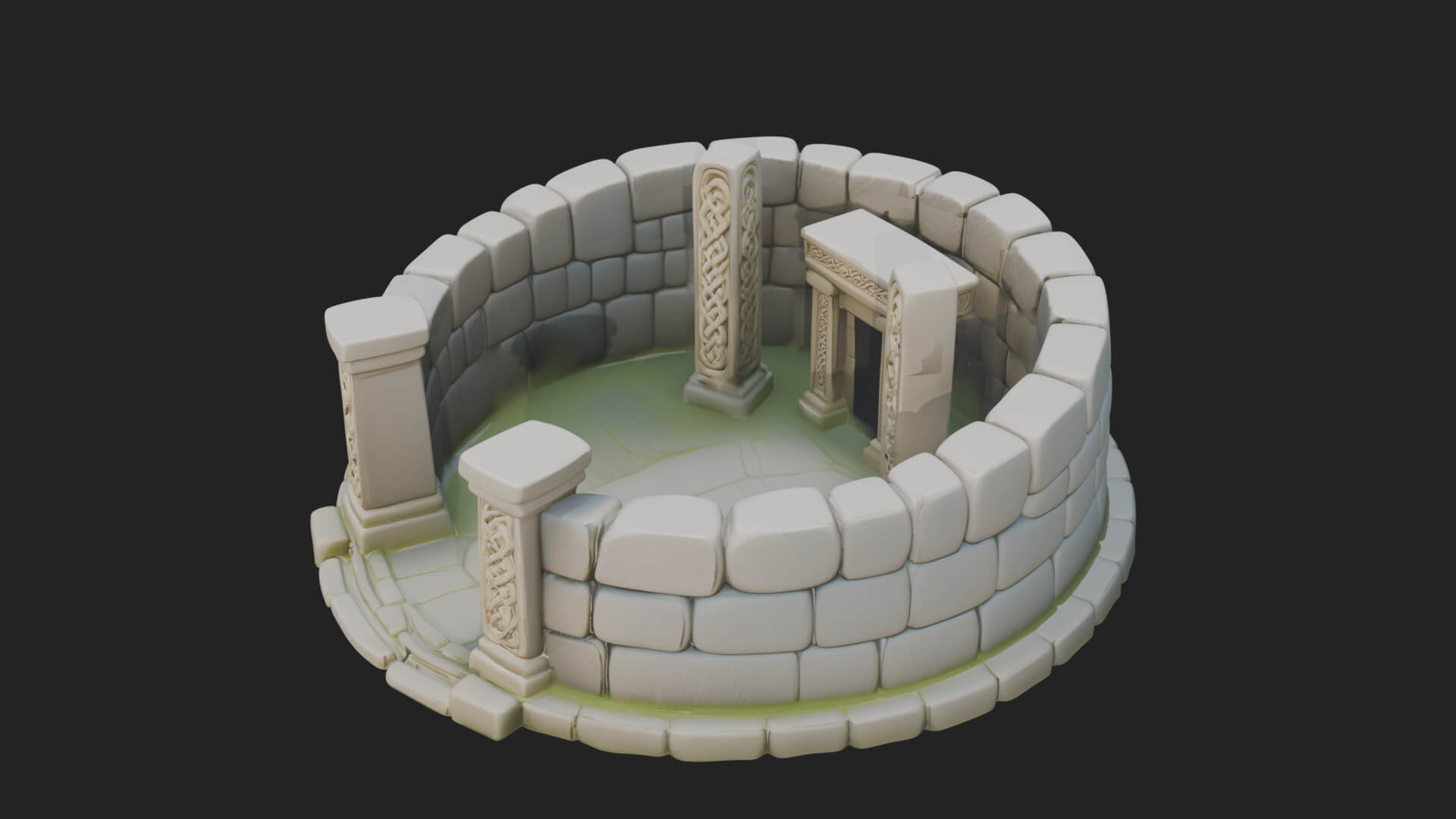 Stone Circle Ring Temple Design 2 3D Print Model 3D Model