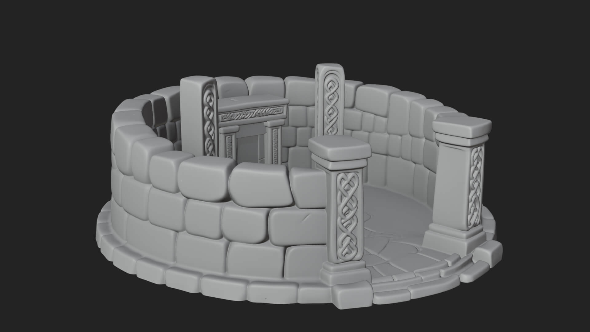 Stone Circle Ring Temple Design 2 3D Print Model 3D Model