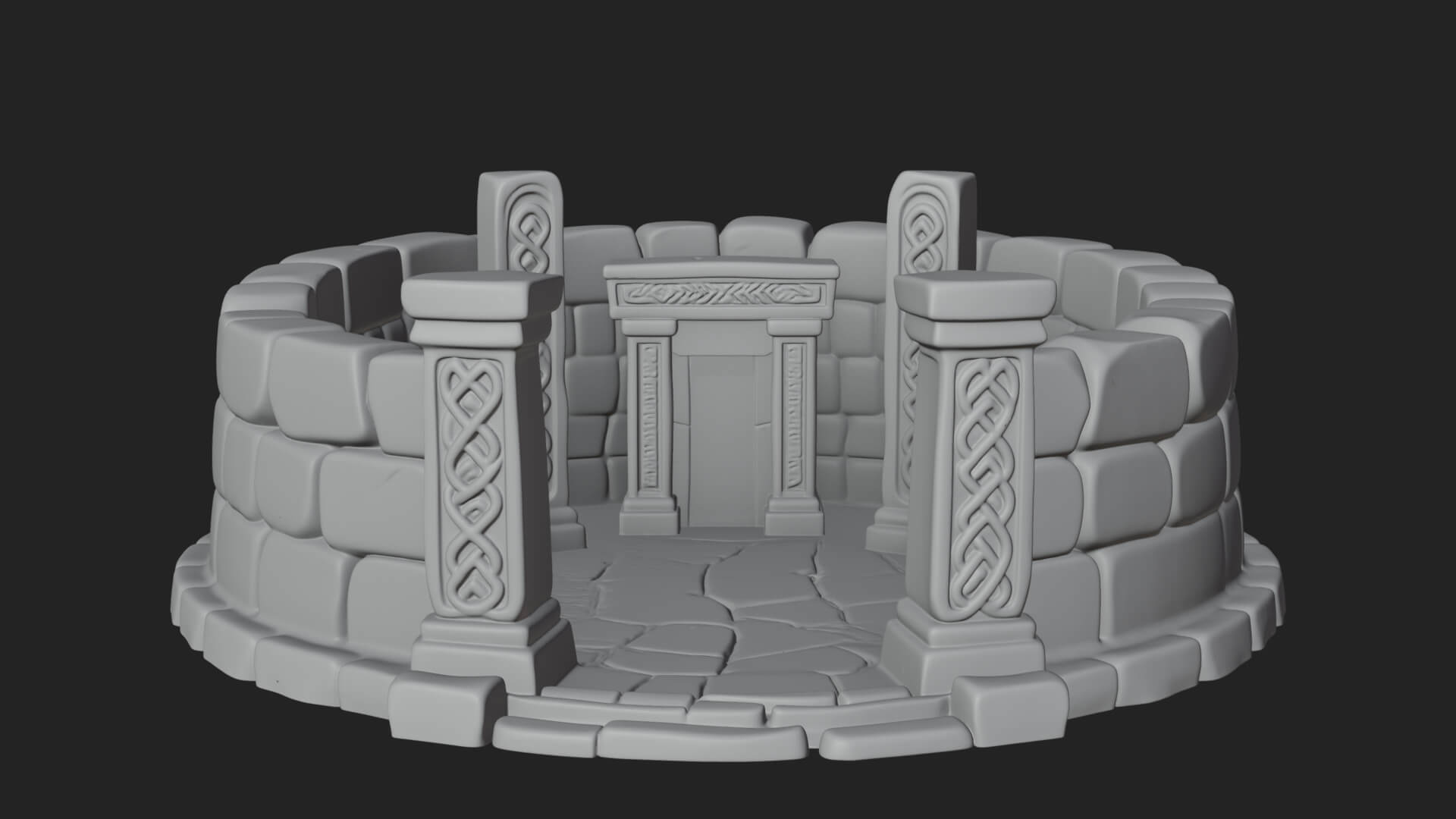 Stone Circle Ring Temple Design 2 3D Print Model 3D Model