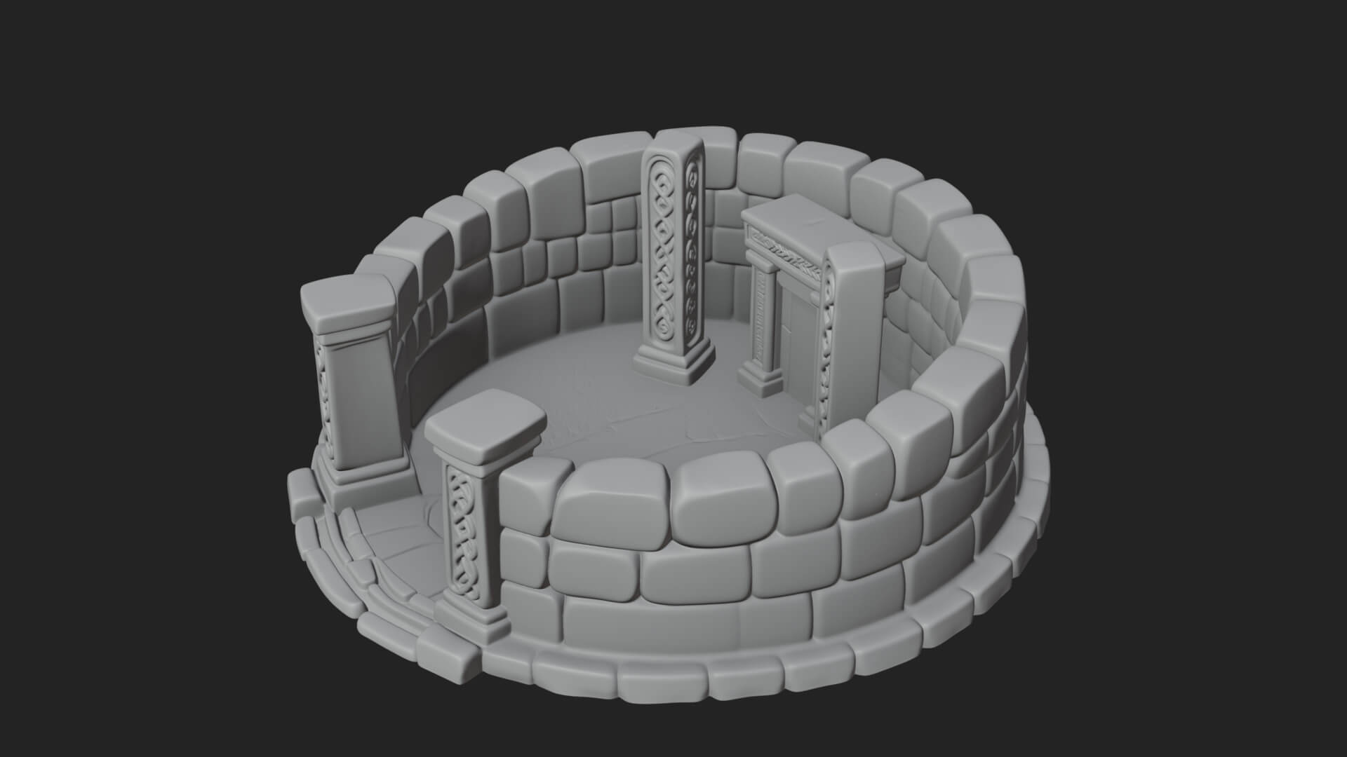 Stone Circle Ring Temple Design 2 3D Print Model 3D Model