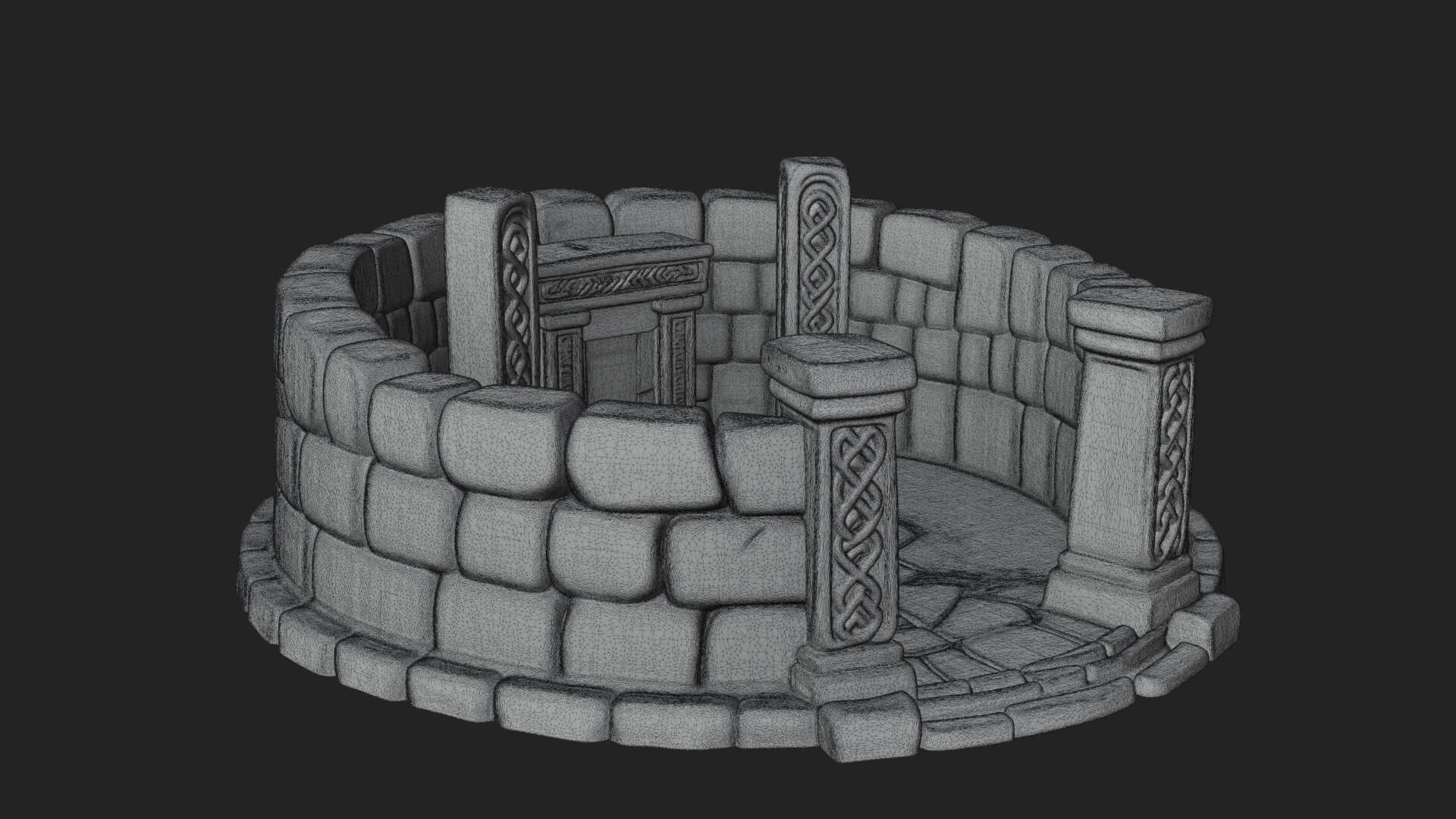 Stone Circle Ring Temple Design 2 3D Print Model 3D Model