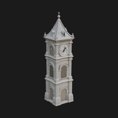 Stone Clock Tower Design 1 3D Print Model