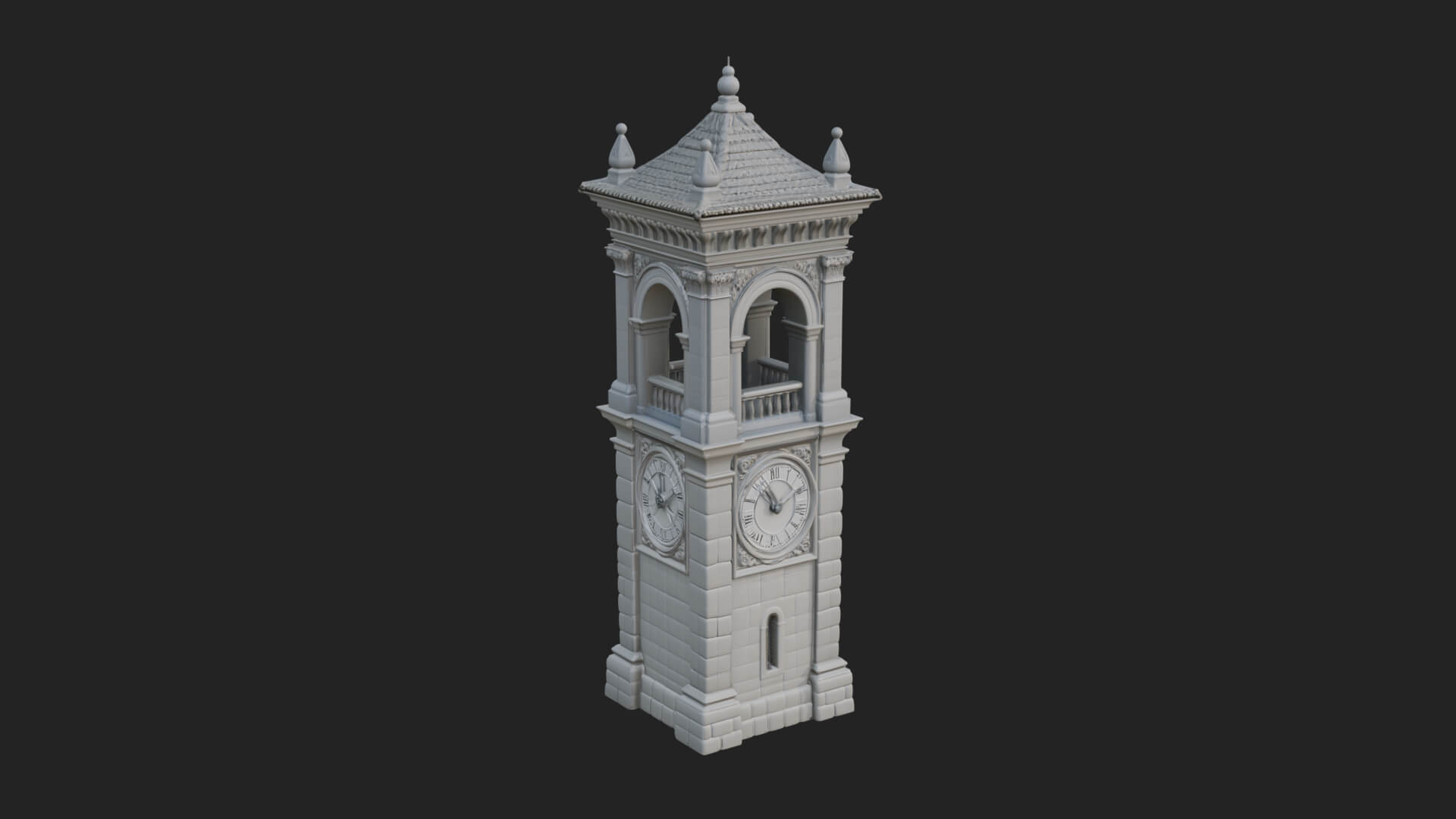Stone Clock Tower Design 10 3D Print Model 3D Model