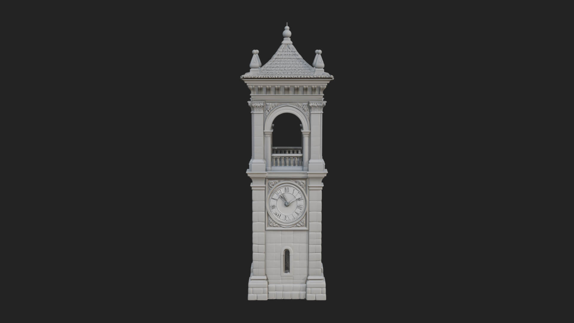 Stone Clock Tower Design 10 3D Print Model 3D Model