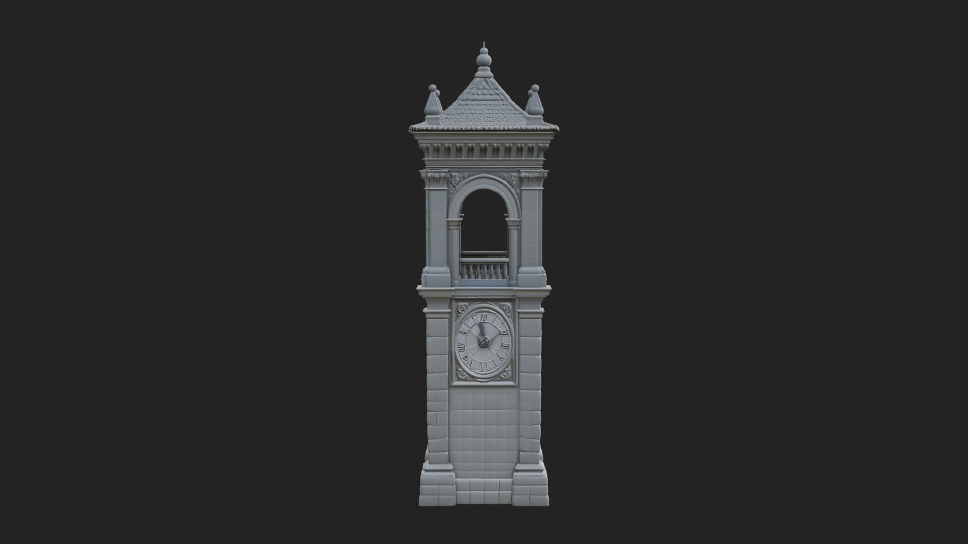 Stone Clock Tower Design 10 3D Print Model 3D Model