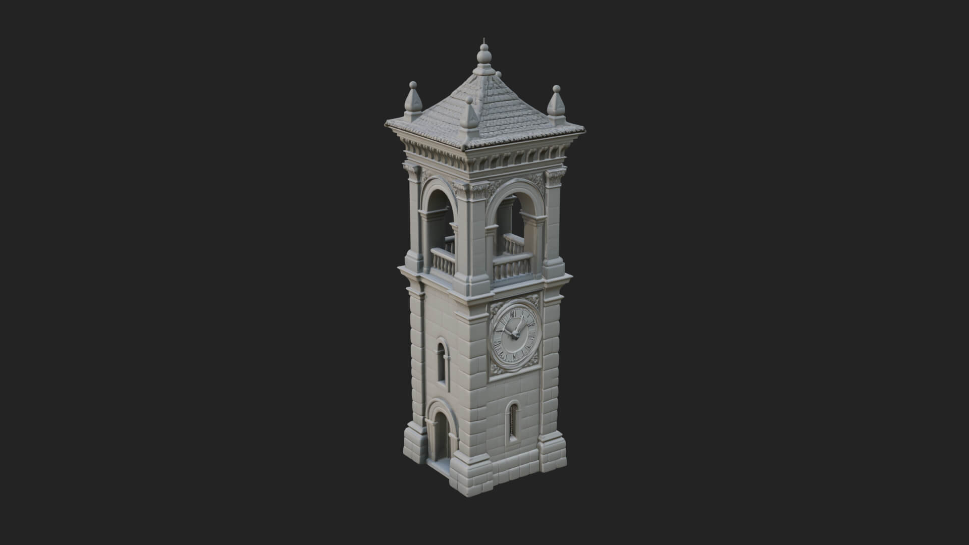 Stone Clock Tower Design 10 3D Print Model 3D Model